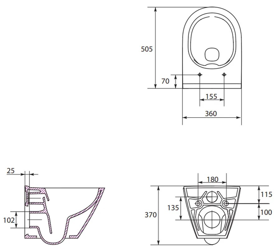 Vas wc suspendat rimless Cersanit City, oval, alb Ovala