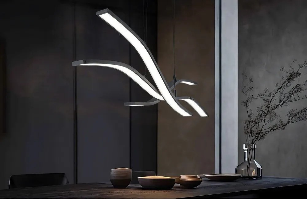 Lustră negru-mat LED cu control prin telecomandă/cu intensitate reglabilă din metal Spider – Trio Select