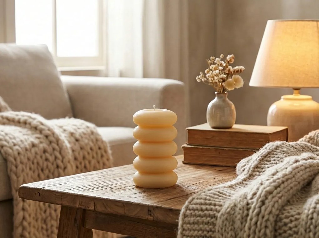 Lumanare cilindrica MACARON 11,5 cm galben deschis