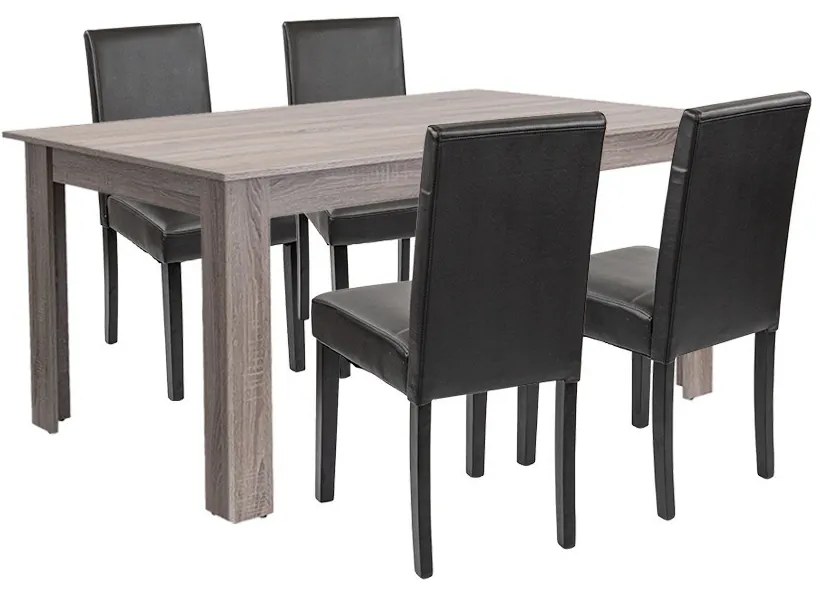 Set de masă Leon 4+1 stejar York-negru