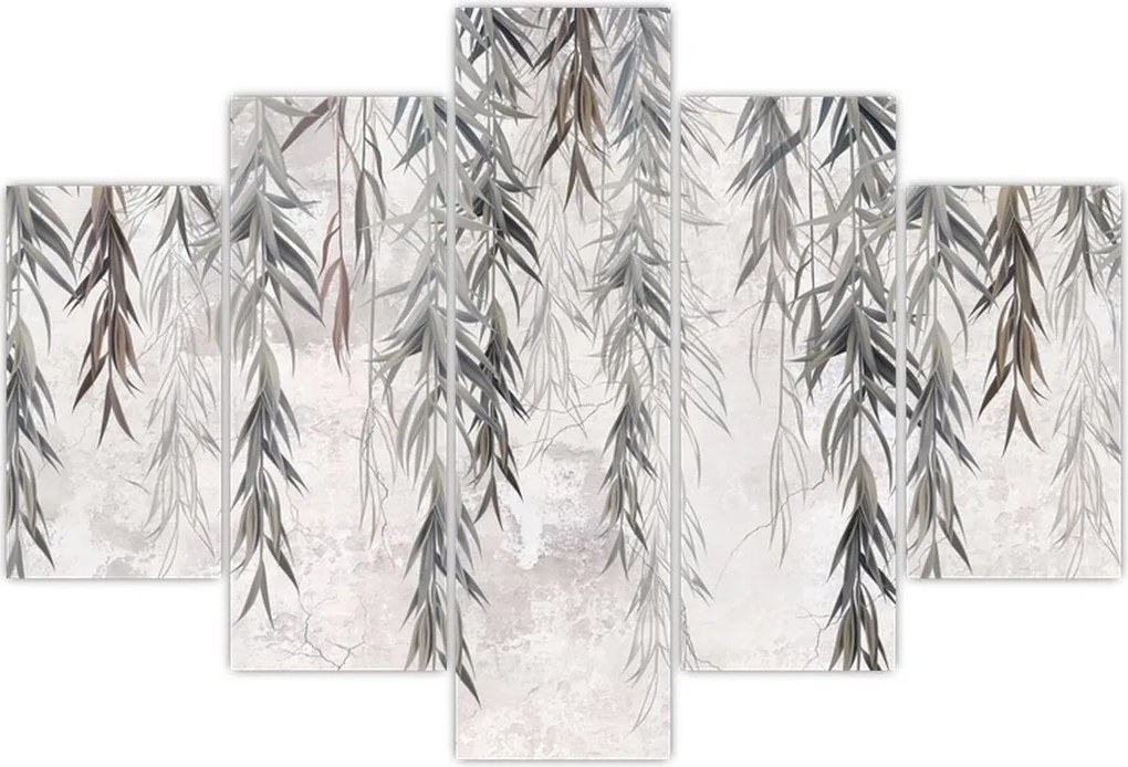 Tablou - Crenguțe de salcie, tencuiala gri (150x105 cm)
