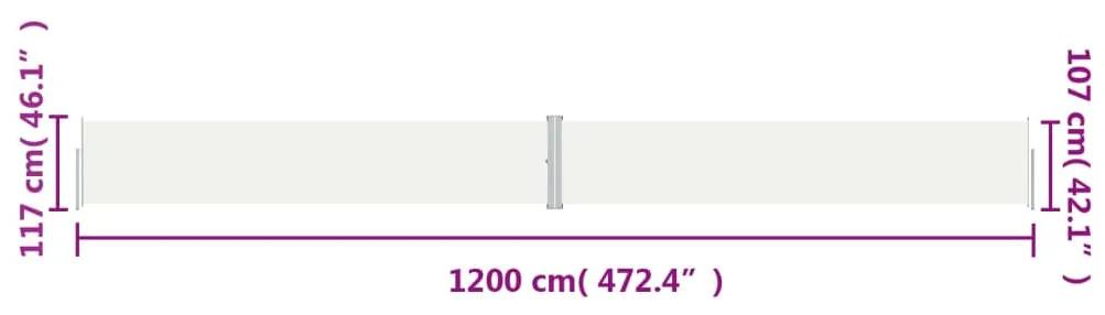 Copertina laterala retractabila, crem, 117x1200 cm Crem, 117 x 1200 cm