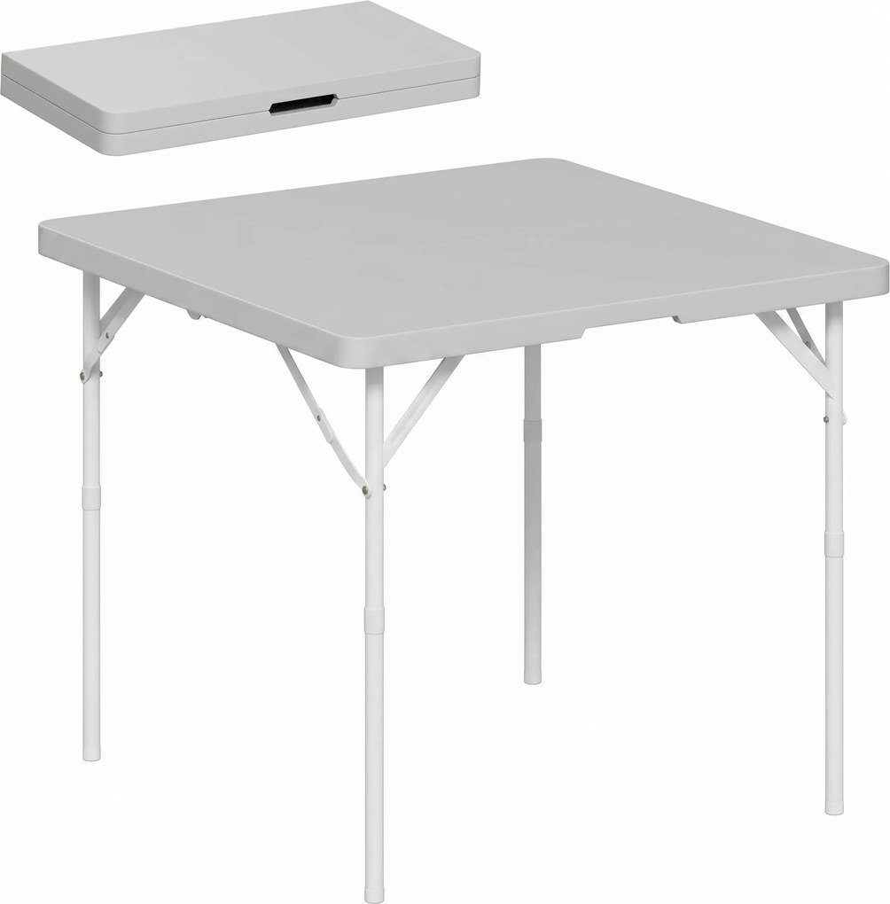 Outsunny Masă de Camping Pliabilă cu 2 Înălțimi Reglabile, 86x86x74 cm, Alb | Aosom Romania