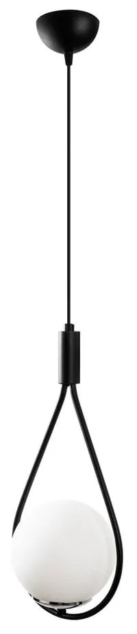 Lustră neagră-albă cu abajur din sticlă Mudoni – Opviq lights