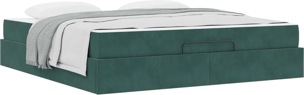 vidaXL Cadru de pat cu saltea cu saltea 2 pcs Verde Catifea