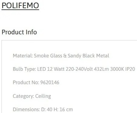 Plafoniera LED design modern POLIFEMO fumuriu, 40cm