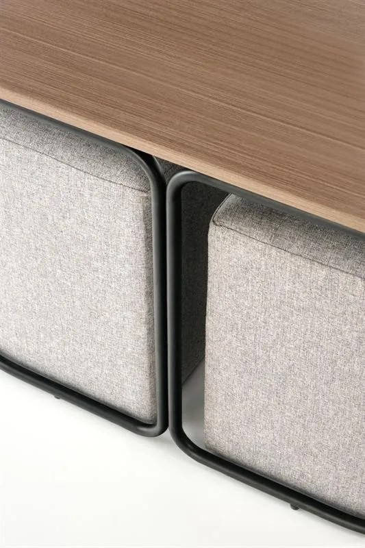 Set masuta cafea si 2 tabureti Pampa nuc/gri