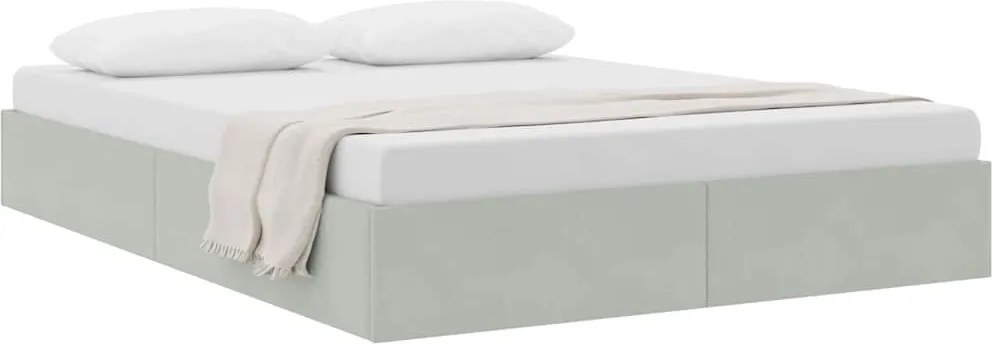 vidaXL Pat cu storage cu headboard Gri deschis 140 x 200 cm Catifea