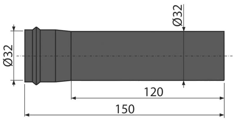 Element de prelungire, Alcadrain, DN32, negru mat