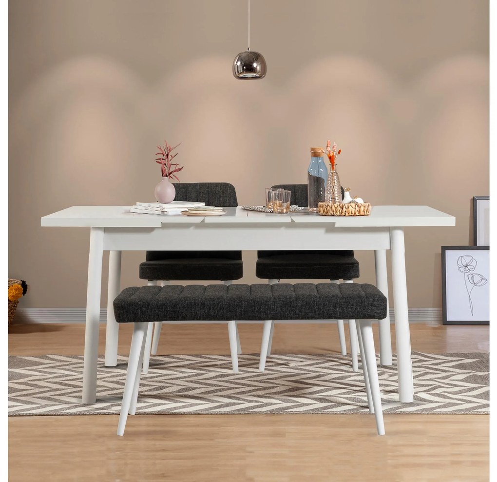 Set mobilier sufragerie Dobuse 2 (alb + antracit) (pentru 4 persoane). 1093787
