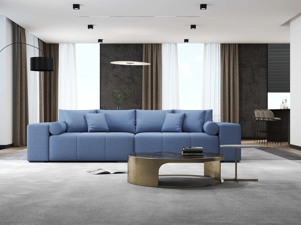 Canapea extensibilă dumonde cu ladă de depozitare si sezut confortabil din spuma high-density, Marbela Enjoy Blue XXL 295x100 cm