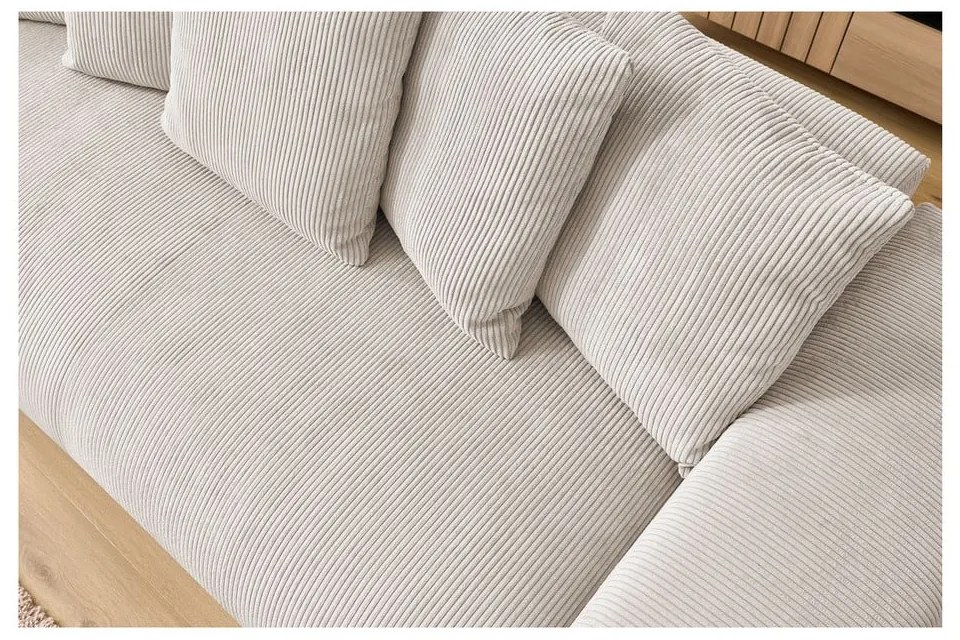 Canapea crem cu tapițerie din catifea reiată 280 cm Voltaire – Bobochic Paris