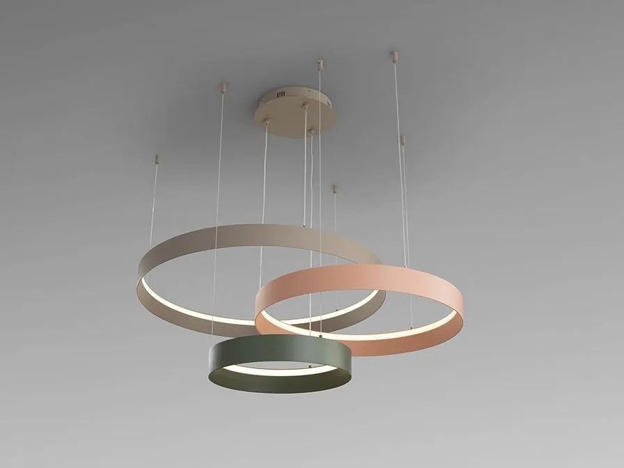 Lustra cu 3 inele colorate LED CCT si telecomanda Halos