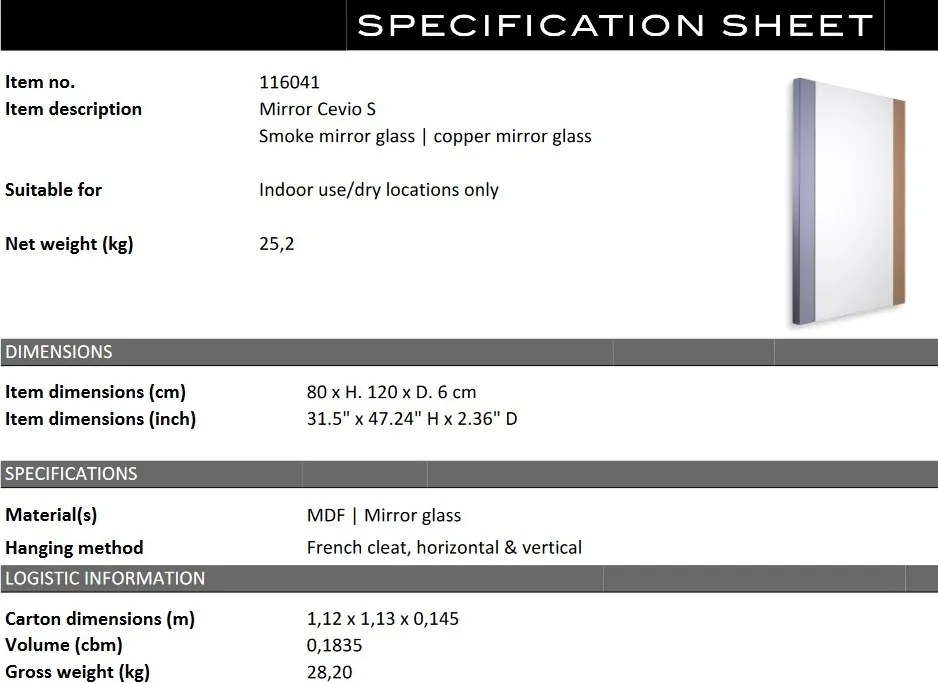 Oglinda decorativa moderna Cevio S 80x120cm