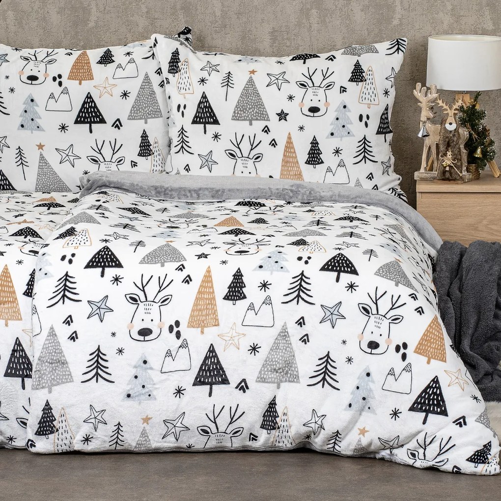 Lenjerie pat din microflanelă 4Home Nordic forest, 160 x 200 cm, 70 x 80 cm, 160 x 200 cm, 70 x 80 cm