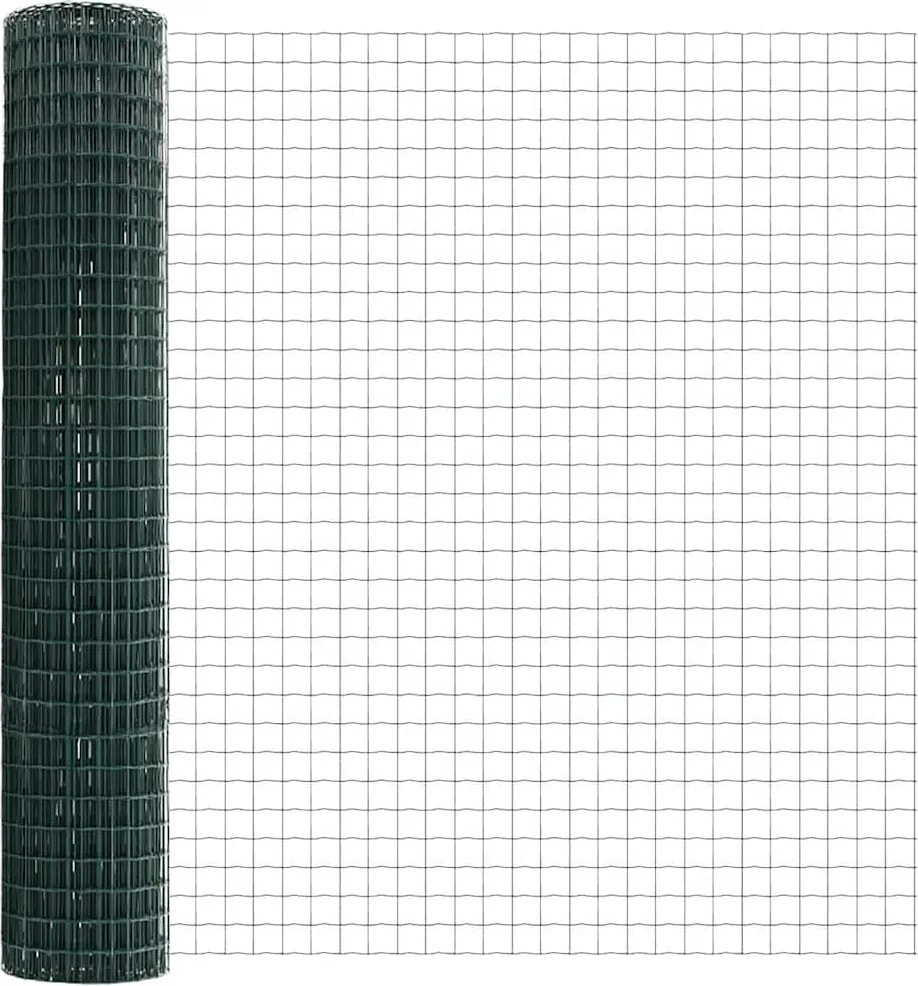 vidaXL Gard cu Stâlp Verde 1,5 x 10 m Oțel și PVC