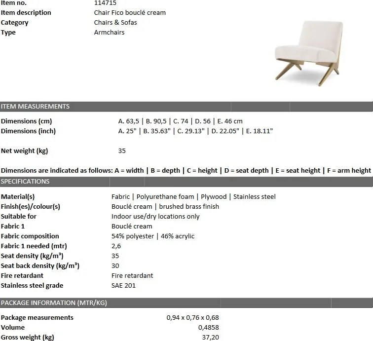 Scaun design LUX Fico boucle crem 114715 HZ