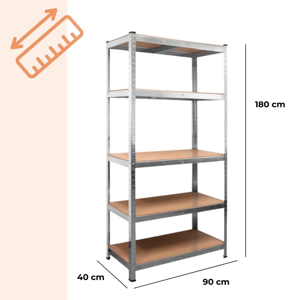 Raft cu capacitate mare HEAVY, max. 875kg, 90x40x180cm, argintiu Jurhan