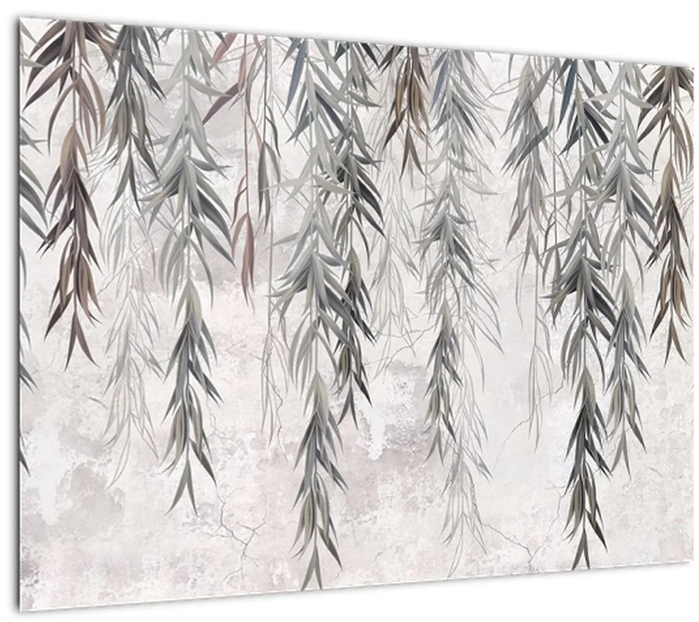 Tablou - Crenguțe de salcie, tencuiala gri (70x50 cm)