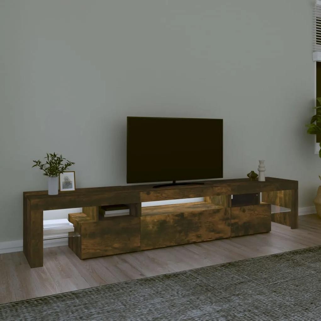 Comoda TV cu lumini LED, stejar fumuriu, 215x36,5x40 cm 1, Stejar afumat, 215 x 36.5 x 40 cm