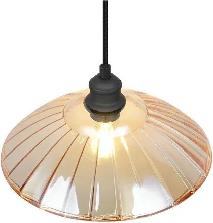 Lustră neagră/chihlimbar din metal cu abajur din sticlă ø 29,5 cm Eluna – Reality