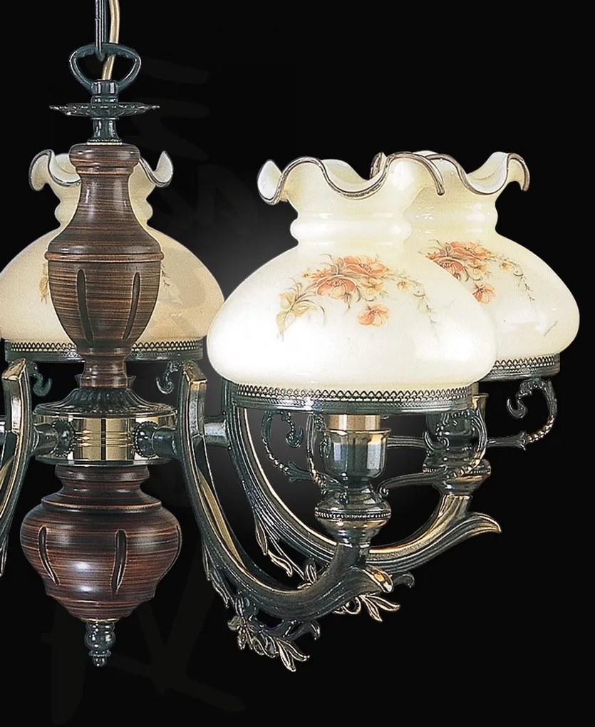 Candelabru clasic cu 5 brate design italian din alama cu lemn 2812