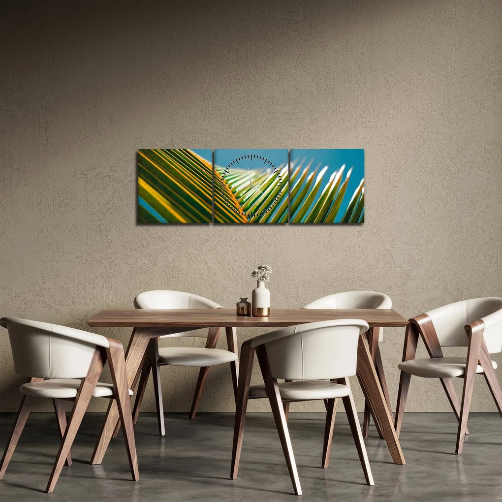 Tablou - Frunze de palmier (cu ceas) (90x30 cm)