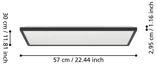 Plafonieră LED RGBW dimabilă de exterior Eglo 901469 ROVITO-Z 17,2W/230V 30x57 cm IP44 negru