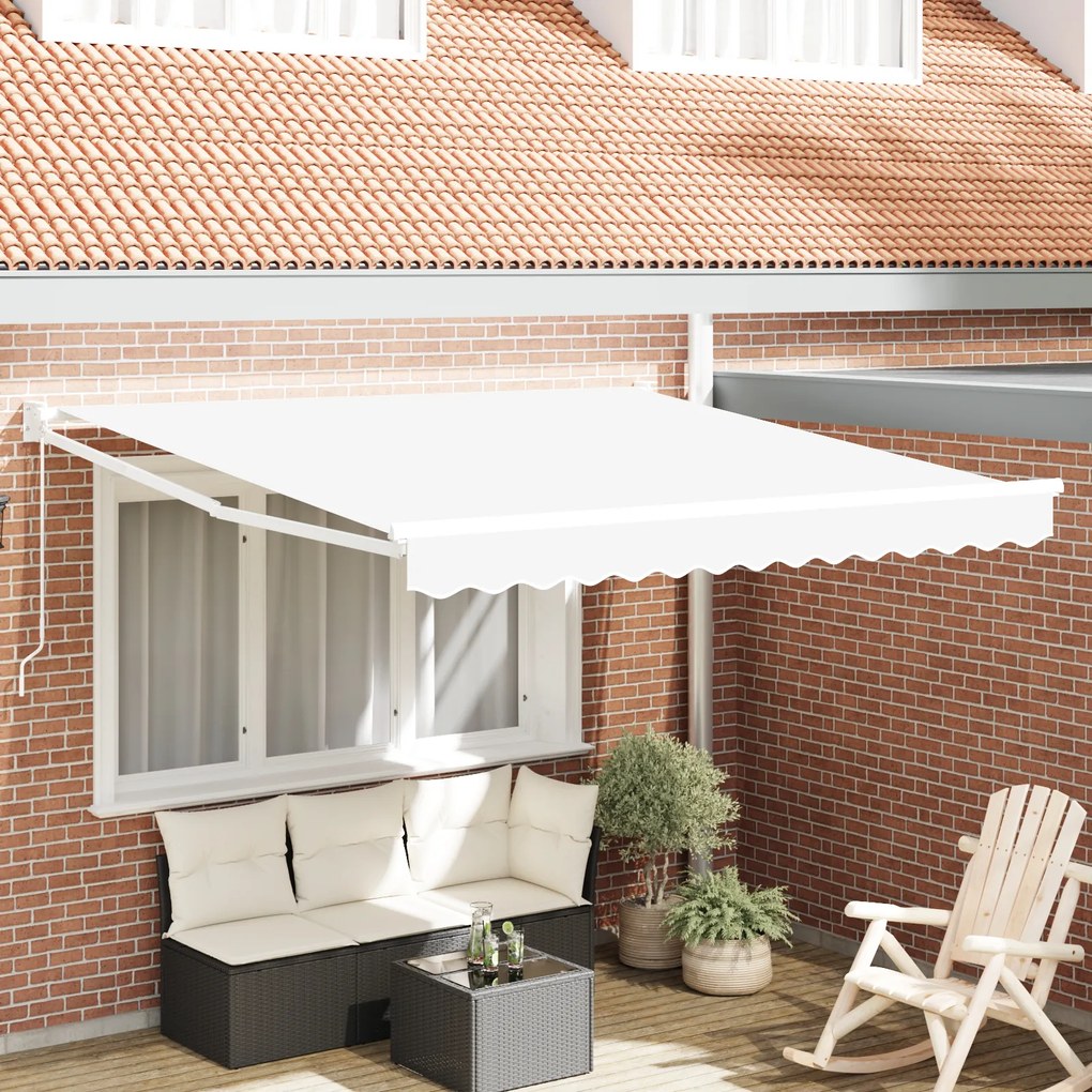 Marchiză Retractabilă Manuală vidaXL Alb 350x250 cm