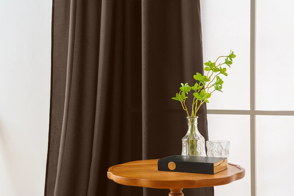 Draperie maro-scortisoara OXFORD 140x250 cm Agatat: Inele metalice