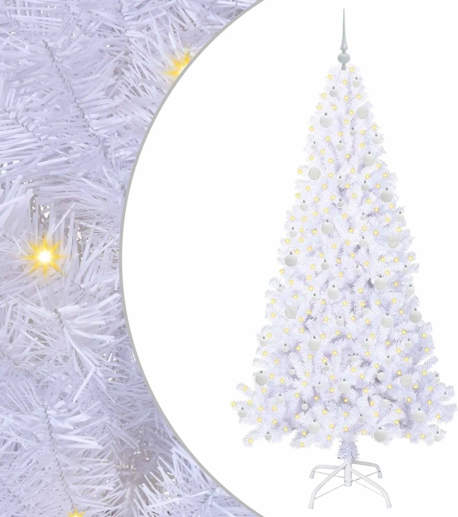 vidaXL Brad de Crăciun artificial cu 300 LED Alb 210 cm PVC și Oțel