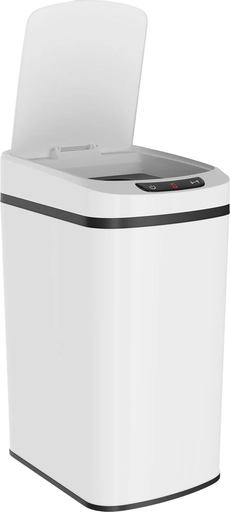 HOMCOM Coș de Gunoi de 12L cu Senzor Infraroșu, Buton Touch și Găleată Detașabilă, Coș de Gunoi din Oțel Inoxidabil, ABS și PP, 28x22x41 cm, Alb | Aosom Romania