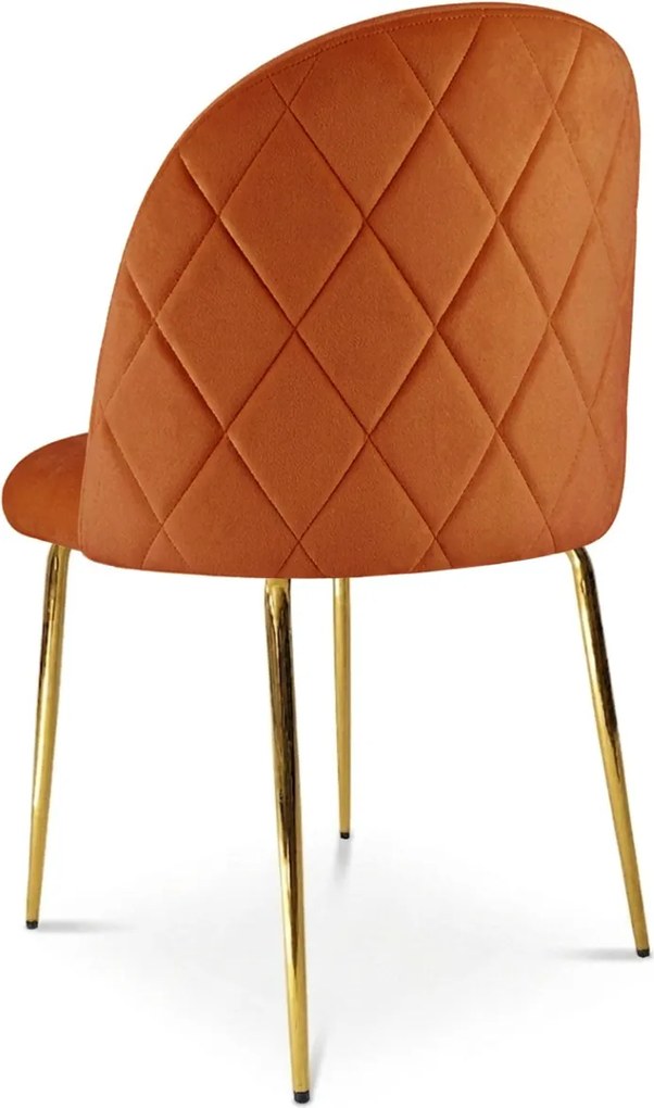 Scaun bucatarie INCA VELVET din catifea cu picioare aurii, teracota