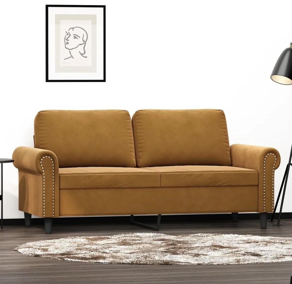 349164 vidaXL Canapea cu 2 locuri, maro, 140 cm, catifea