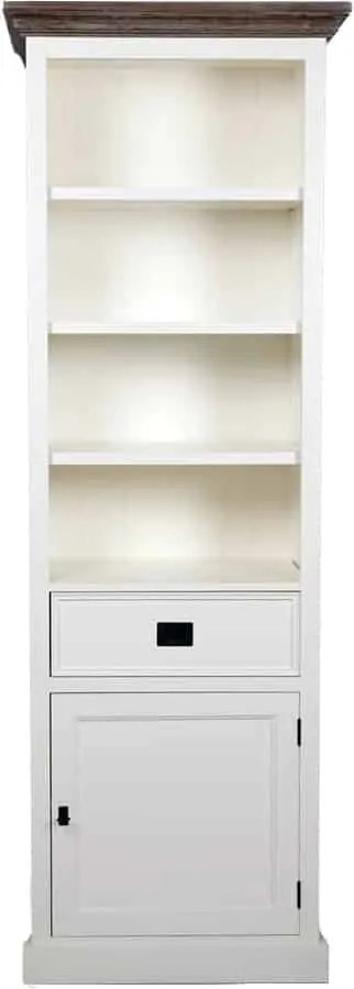 Etajeră lemn masiv alb Lahoma 6 compartimente /Maro, 70 × 45 × 196 cm