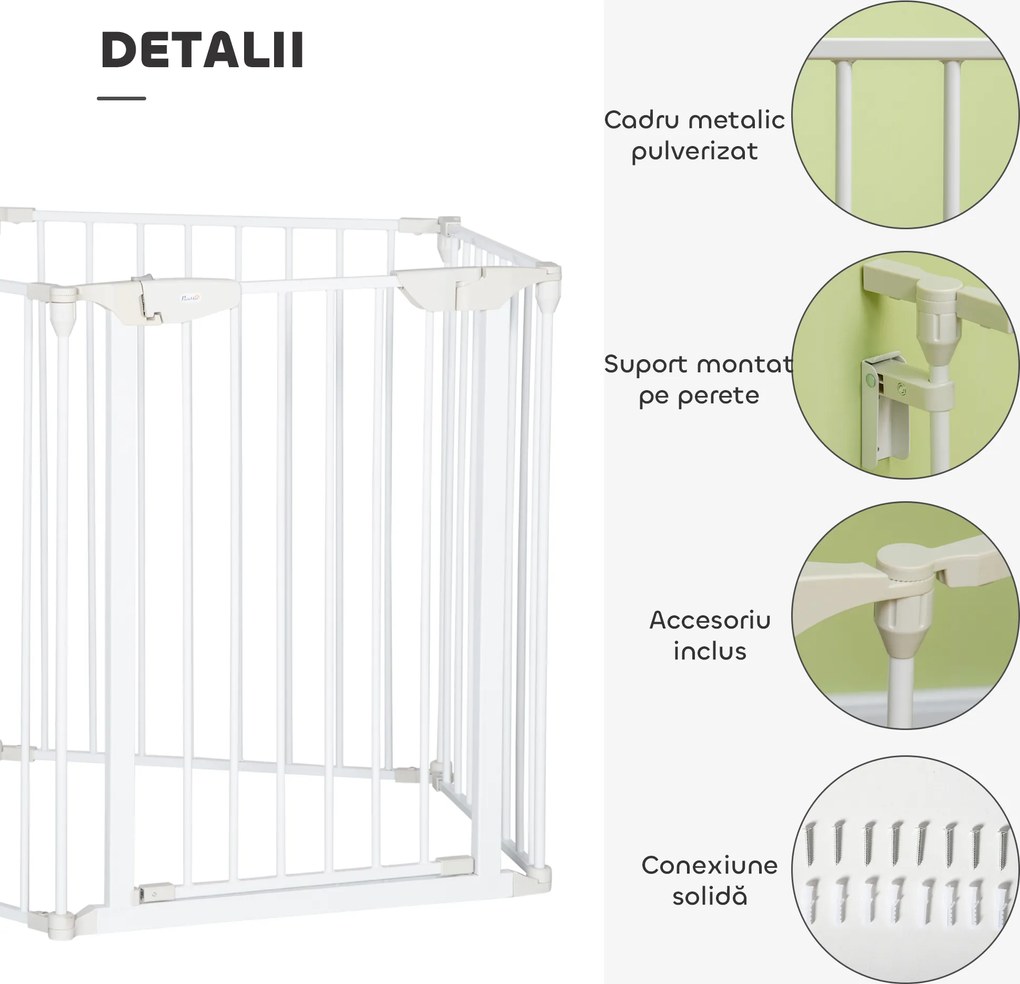 PawHut Gard Pliabil și Modular pentru Câini cu 3 Panouri Alb | Aosom Romania