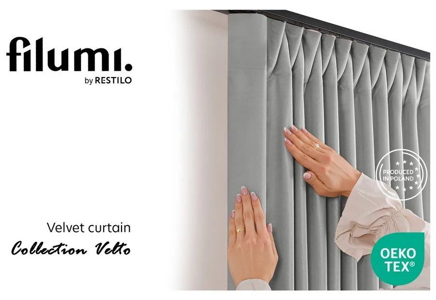 Draperie gri dimout (semi-opacă) din catifea 530x270 cm Velto – Filumi