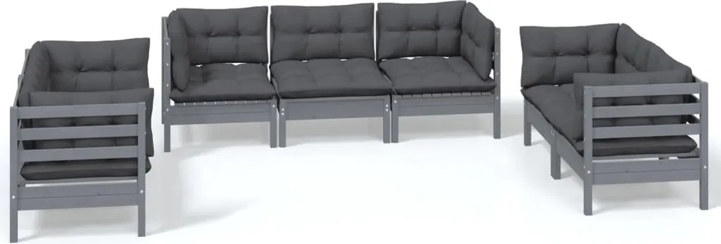 vidaXL Set mobilier grădină cu perne, 7 piese, lemn masiv de pin