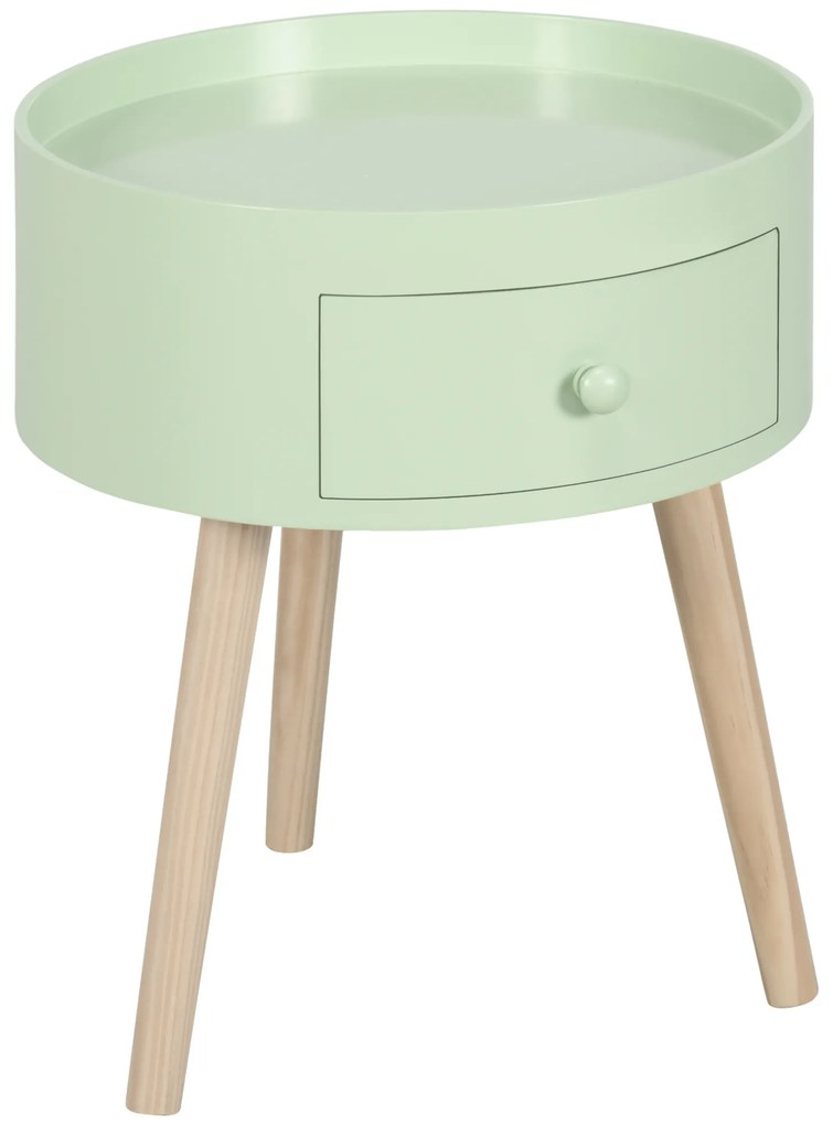 HOMCOM Masa de cafea masa de noapte masa de noapte rotunda design scandinav masa de suport cu sertar picioare subiri inclinate | Aosom Romania