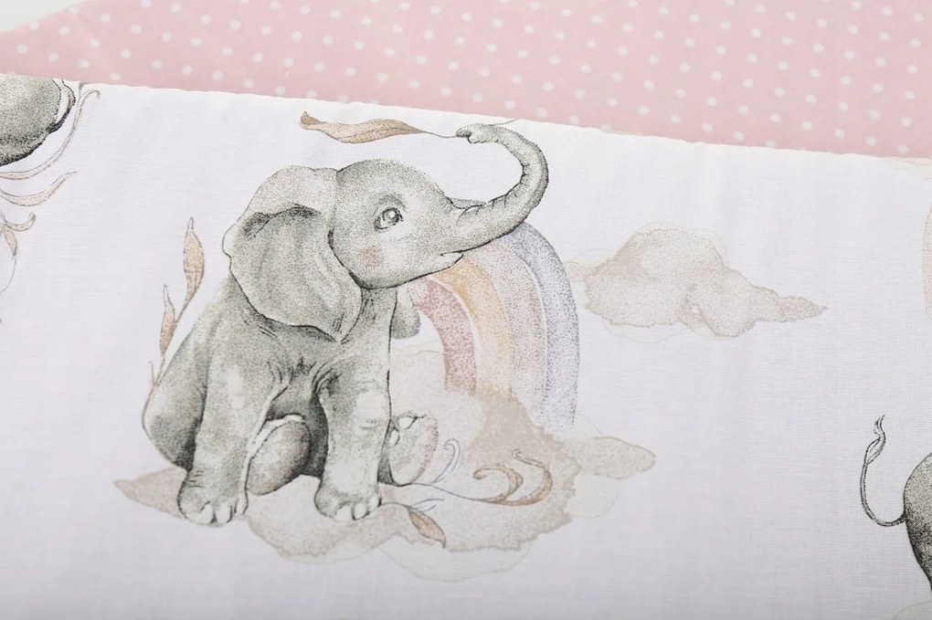 ShopJK PRPTECȚIE PEREȚI PENTRU PĂTUȚ 180 CM ELEFANT ROZ