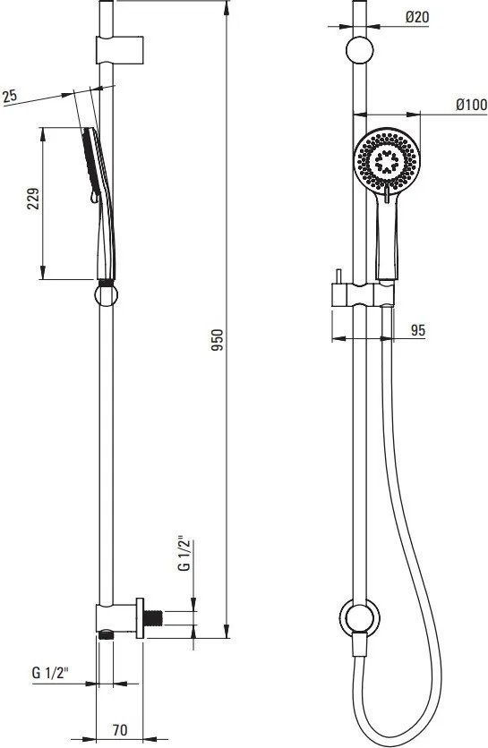 Arnika set de dus cu functie de alimentare 2 in1 finisaj negru NQA_N61K