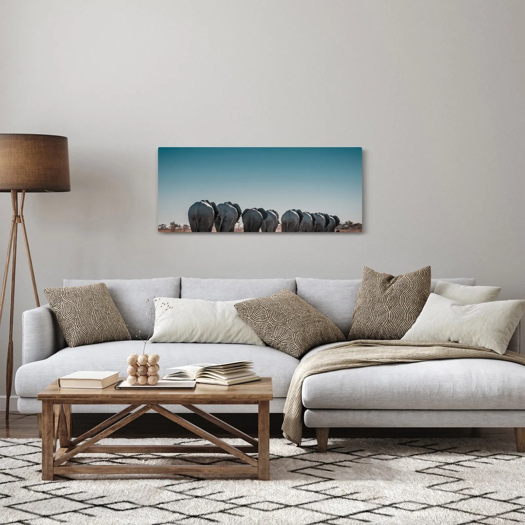 Tablou - Plecarea elefanților (120x50 cm)
