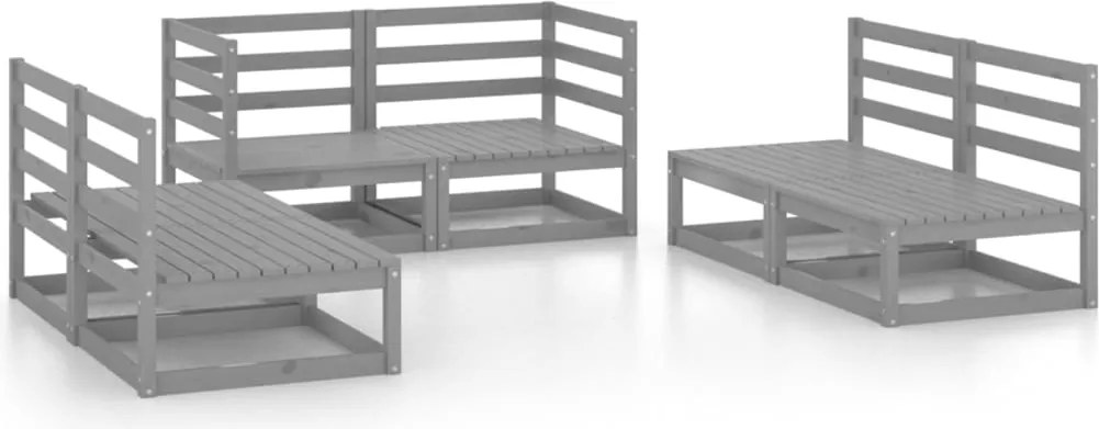 vidaXL Set mobilier de grădină, 6 piese, gri, lemn masiv de pin