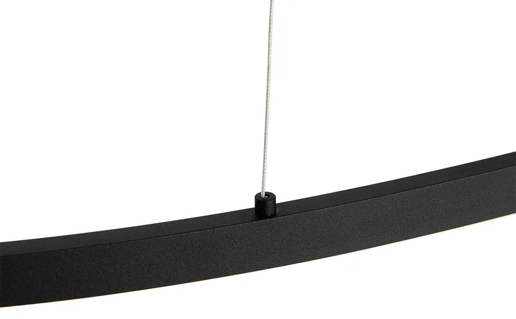 Lampă suspendată de design ovală neagră incluzând LED cu dimmer în 3 trepte - Ovallo