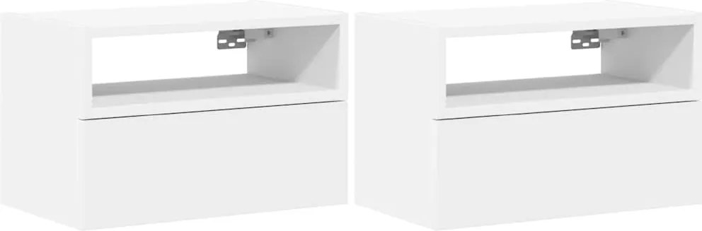 vidaXL Noptiere de perete, 2 buc., alb, 45x26x28,5 cm