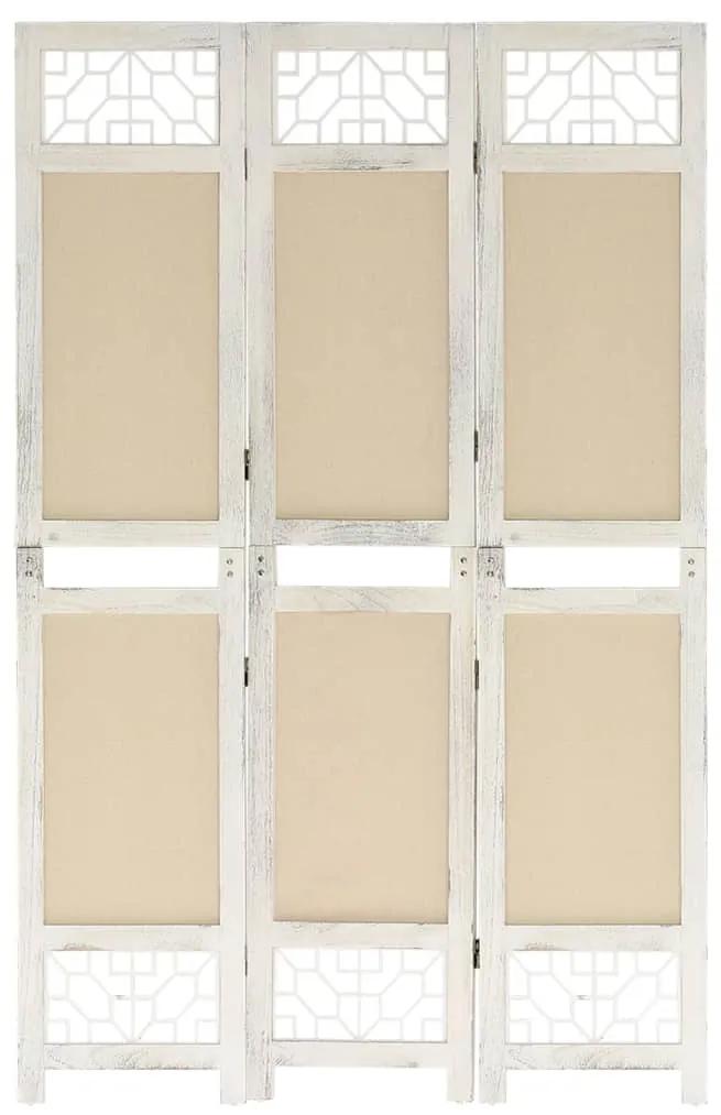 Paravan de cameră cu 3 panouri, crem, 105x165 cm, textil