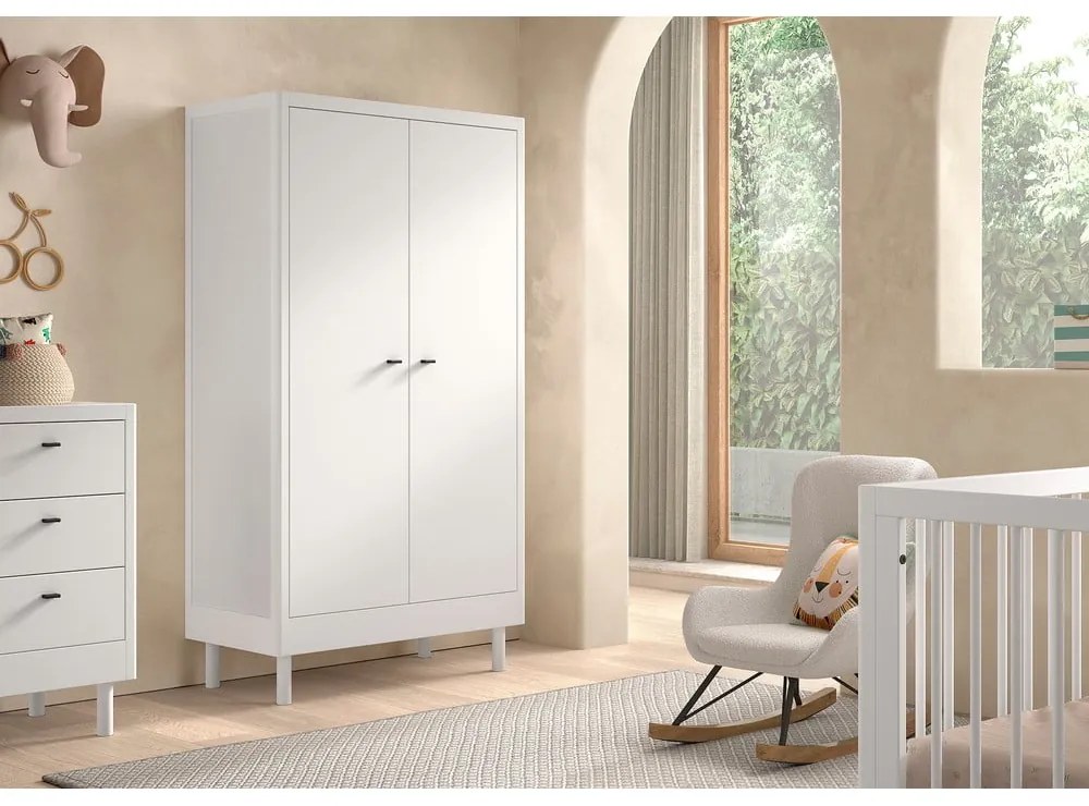 Șifonier de copii alb din lemn de fag 100x190x55 cm Forrest – Vipack