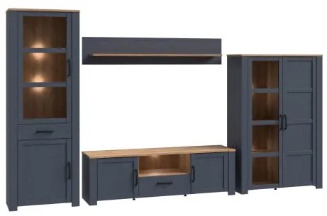Set Living Boho Stejar Riviera Si Stejar Bleumarin, 362.5 Cm
