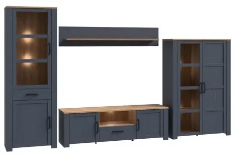 Set Living Boho Stejar Riviera Si Stejar Bleumarin, 362.5 Cm