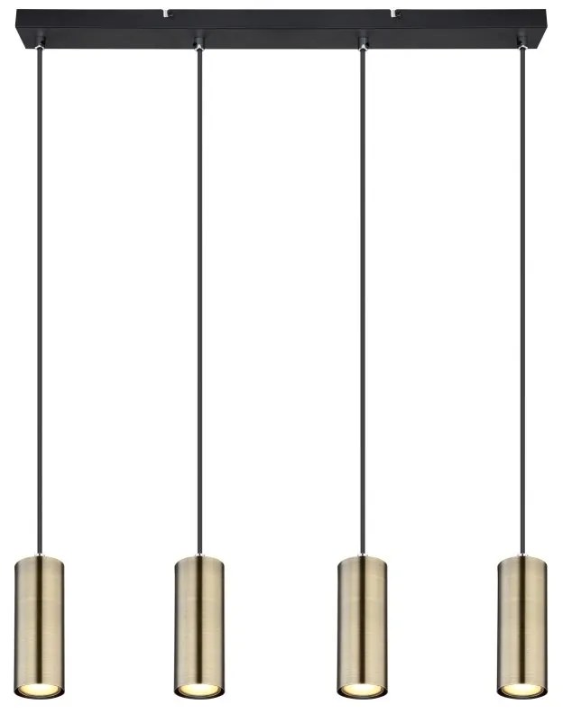Lustra cu 4 pendule design modern ROBBY negru mat, alama mat